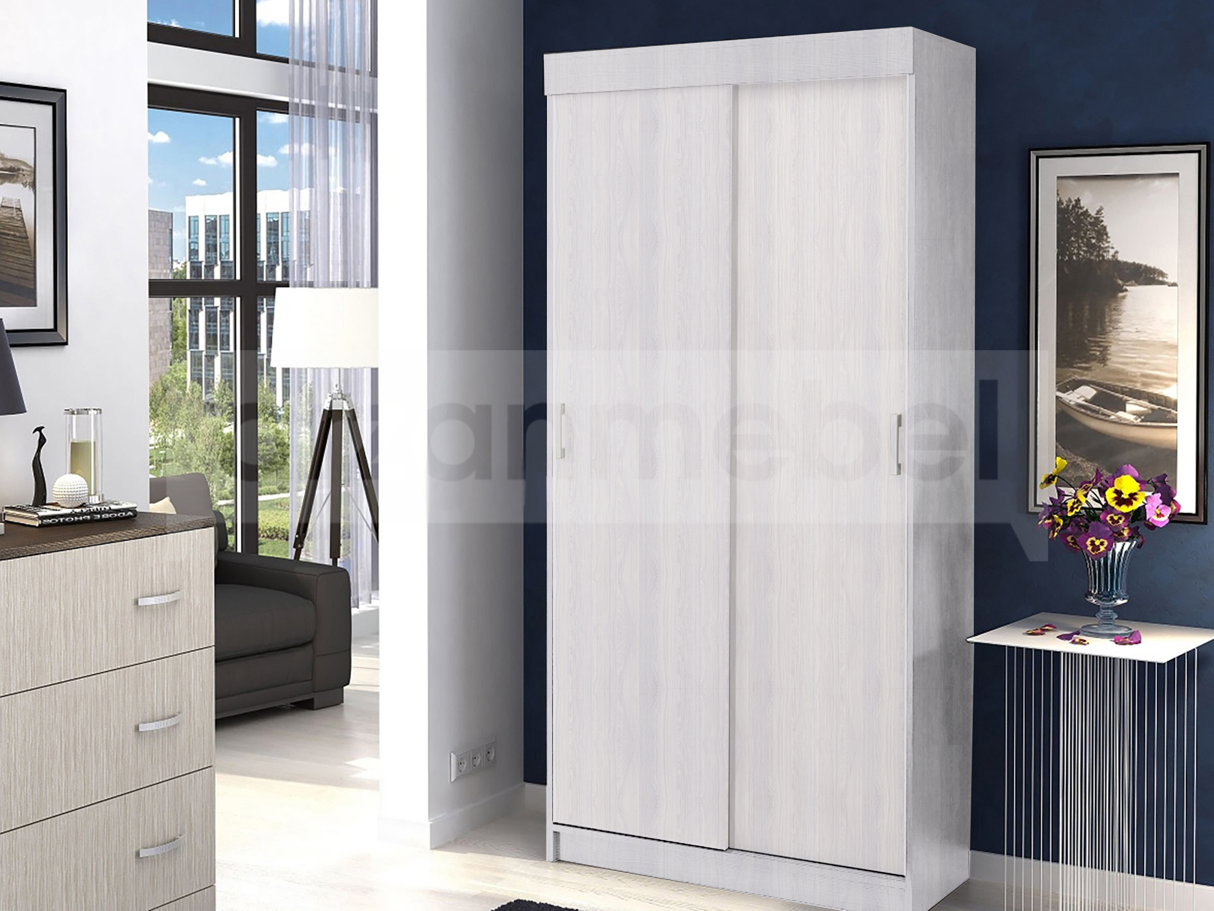 Шкаф-купе 2-х створчатый "Евро" (Анкор светл./анкор светл. 1000*2100*416)