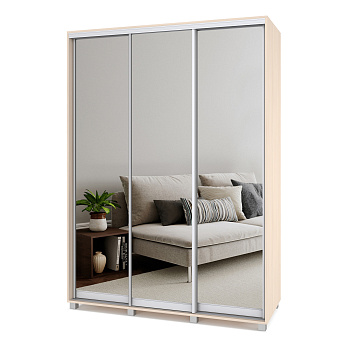 Шкаф-купе 3-х дв зерк. "Роланд Р663" (Млечный дуб)