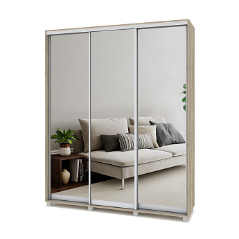 Шкаф-купе 3-х дв зерк. "Роланд Р483" (Серый дуб)