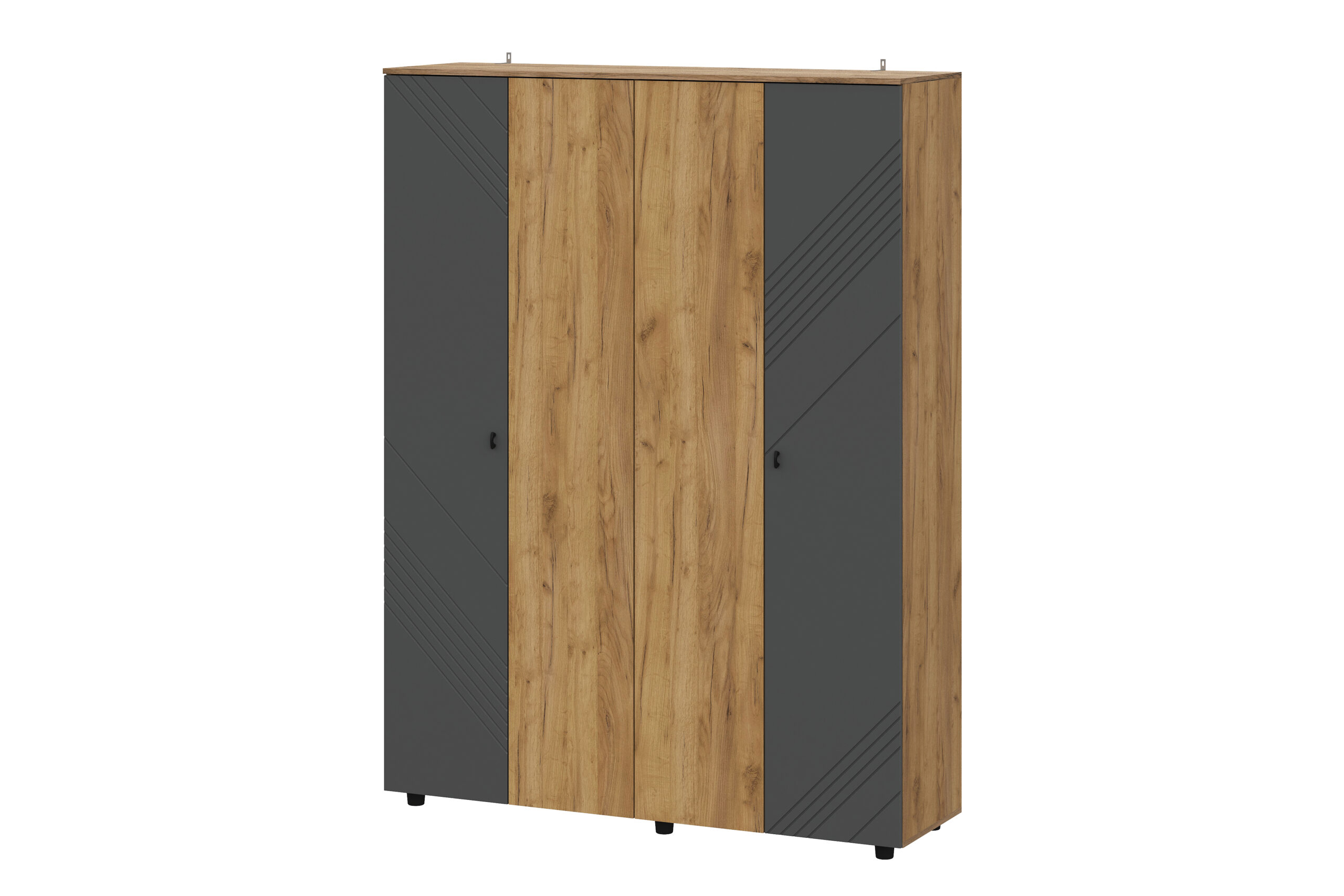 Шкаф 4-х створчатый "Байкал" МДФ (Графит/Дуб золотой)