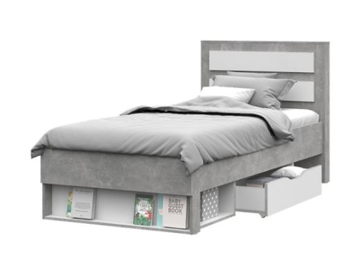 Кровать односпальная "Денвер" 0,9*2,0 м (КР 01 Ателье светлый/белый)