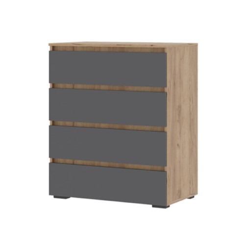 Комод "Люмо" КМ-02 4 ящика (Хелен) (Серый Графит/Дуб Крафт золотой)