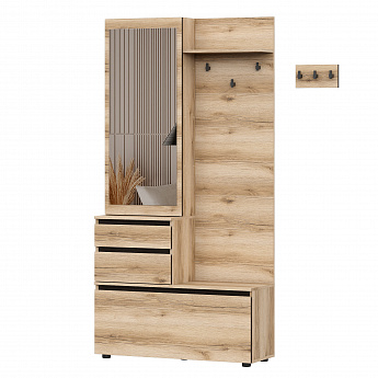 Прихожая "Берген" Серия №3 (Дуб Делано/Дуб Венге (Вешалка с зеркалом))