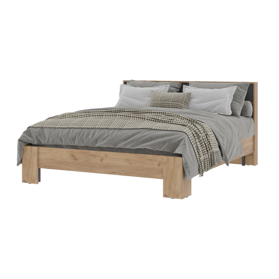 Кровать двуспальная "Хелен" 1,6*2,0 (Серый Графит/Дуб Крафт золотой)