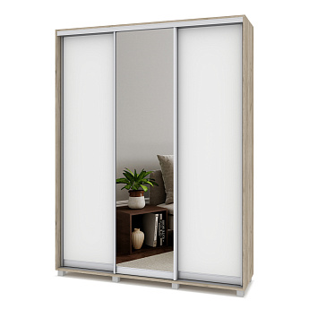 Шкаф-купе 3-х дв. 1 зерк. "Роланд Р472" (Серый дуб/Белый)