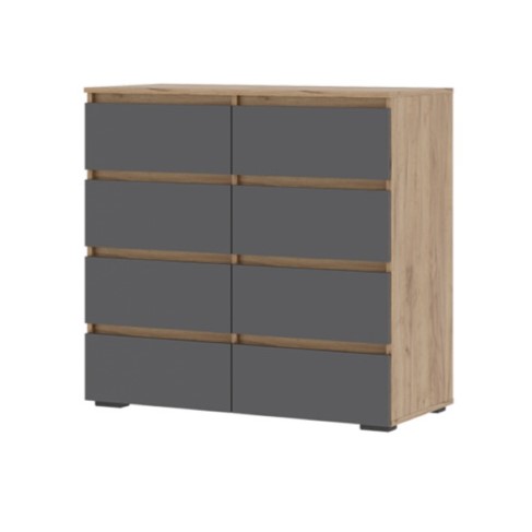 Комод "Люмо" КМ-04 8 ящиков (Хелен) (Серый графит/Дуб Крафт золотой)
