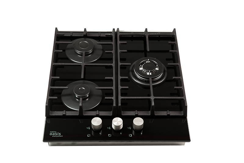 Поверхность варочная газовая "Oasis" (P-3GВT (B) Черное стекло 450 мм)