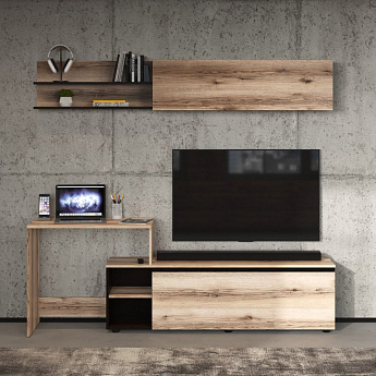 Тумба многофункциональная "Берген" (гостиная) (Дуб Делано/Дуб Венге)